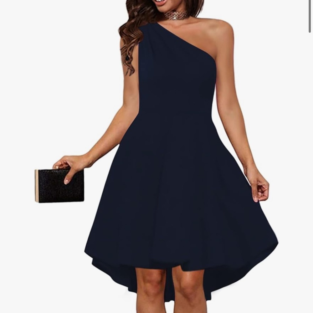 One shoulder black dress